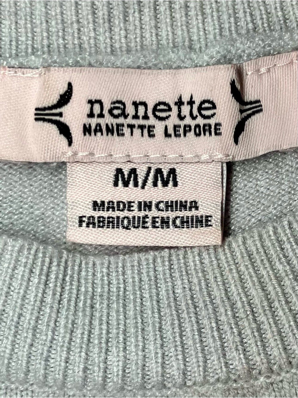 Nanette Lepore Long Sleeve Twist Knot Twofer Sweater in Grey/Blue/White Womens M - Picture 6 of 7